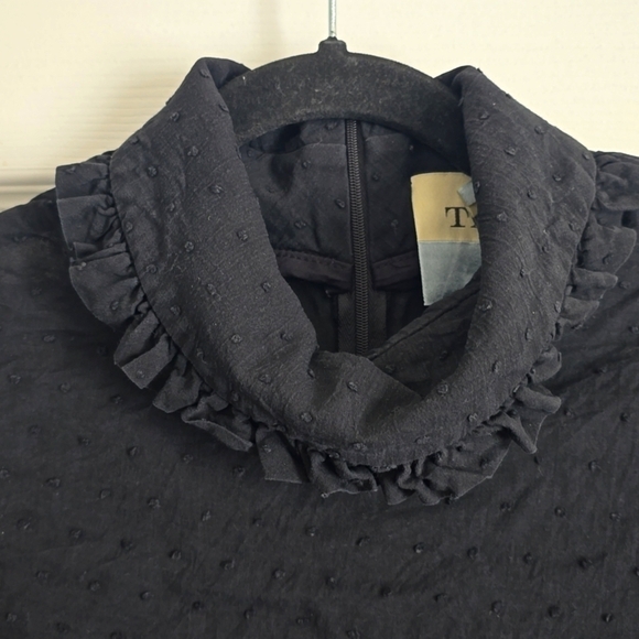 Tish Cox Swiss Dot Black Tee Neck Top XS - Picture 3 of 5